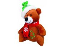 Vánoční Hračka pes Medvěd s čepičkou plyš 20cm TR 1ks